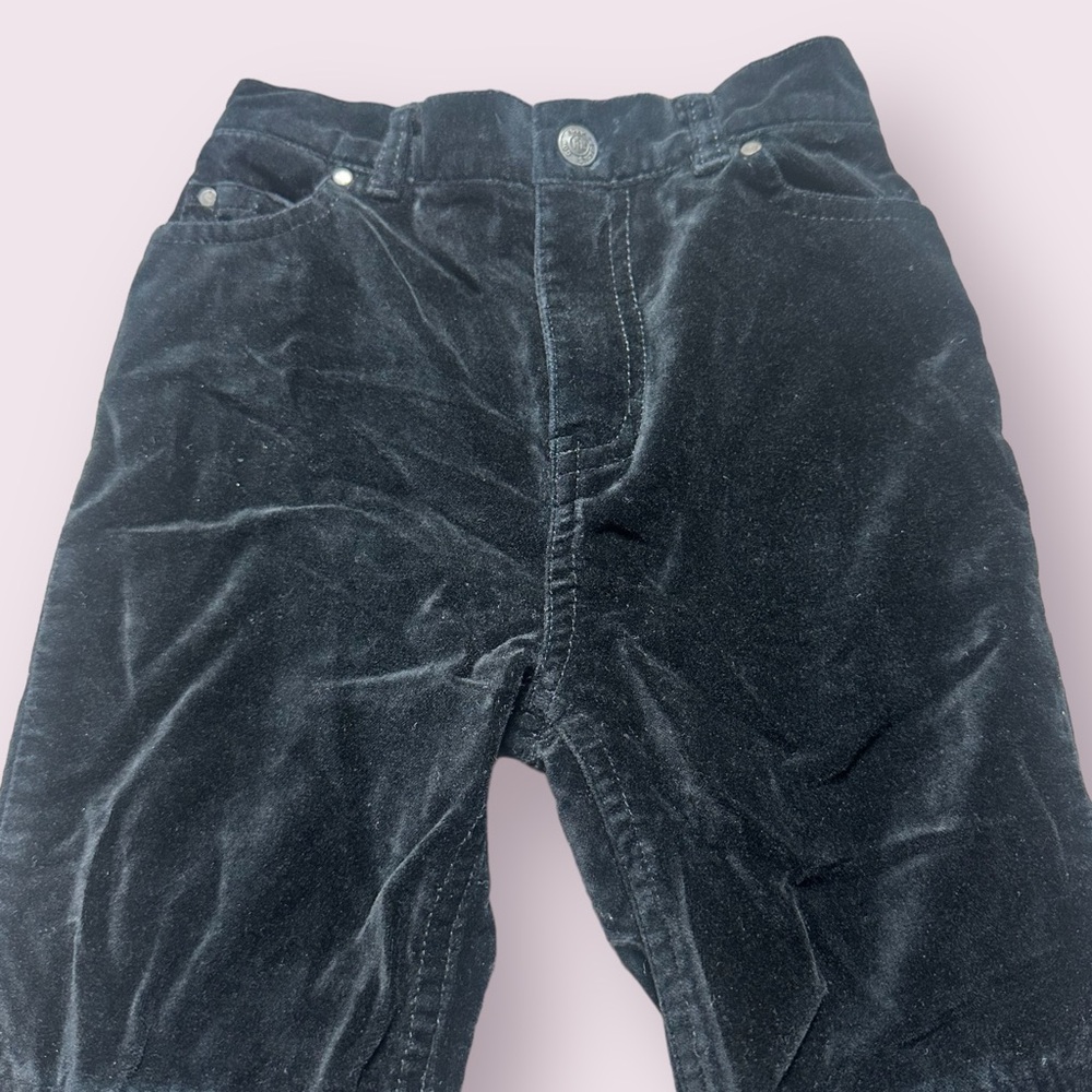Toddler Girl Polo Jeans Co Ralph Lauren Black Velvet Button Flare Pants Size 4T - Picture 2 of 11